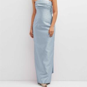 Dessy Group Strapless blue bow dress D856